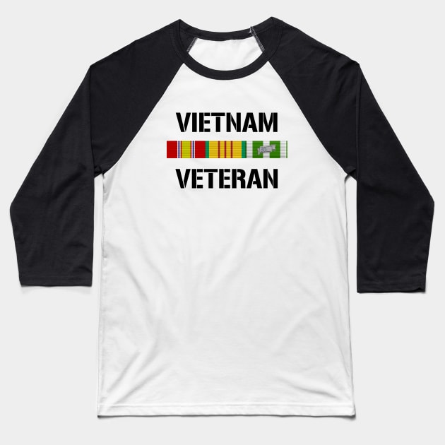 Vietnam Veteran Ribbon Bar Baseball T-Shirt by warishellstore